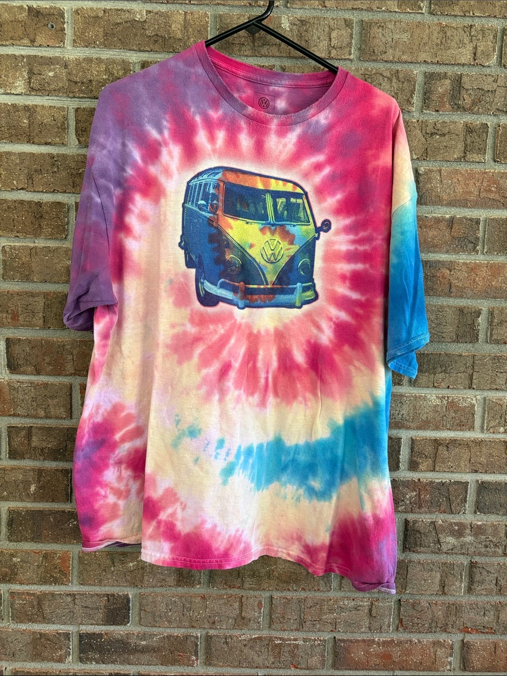 Volkswagen Unisex Tie-Dye Short Sleeve Tee - Pink/Blue